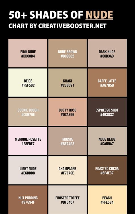 50+ Shades of Nude Color (Names, HEX, RGB & CMYK Codes)